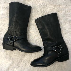 FRYE Black Leather Boots Harness Girls 3.5 3 1/2